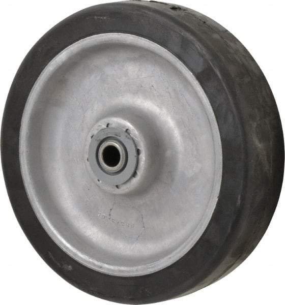 Albion - 8 Inch Diameter x 2 Inch Wide, Rubber Caster Wheel - 600 Lb. Capacity, 2-3/8 Inch Hub Length, 1/2 Inch Axle Diameter, Sealed Roller Bearing - Exact Industrial Supply