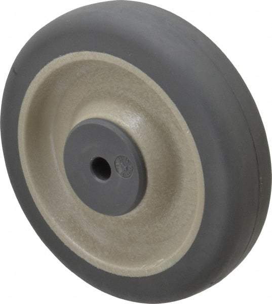 Albion - 5 Inch Diameter x 1-1/4 Inch Wide, Rubber Caster Wheel - 250 Lb. Capacity, 1-9/16 Inch Hub Length, 3/8 Inch Axle Diameter, Ball Bearing - Exact Industrial Supply