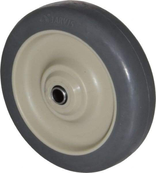 Albion - 5 Inch Diameter x 1-1/4 Inch Wide, Rubber Caster Wheel - 250 Lb. Capacity, 1-9/16 Inch Hub Length, 3/8 Inch Axle Diameter, Self-Lube Bearing - Exact Industrial Supply