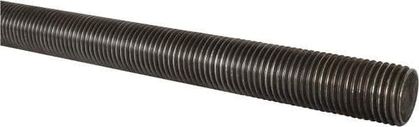 Made in USA - 1-1/2-6 UNC (Coarse), 6' Long, Low Carbon Steel Threaded Rod - Oil Finish Finish, Right Hand Thread - Exact Industrial Supply
