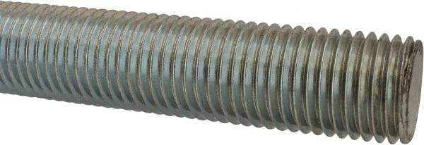 Made in USA - 1-1/4-7 UNC (Coarse), 6' Long, Low Carbon Steel Threaded Rod - Zinc-Plated Finish, Right Hand Thread - Exact Industrial Supply