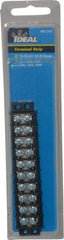 Ideal - 10 Poles, 300 Volt, 30 Amp, -40 to 266°F, Polyester Thermoplastic, Polyester Thermoplastic Multipole Terminal Block - Zinc Plated Steel, 22 to 14 AWG Compatibility, 0.41 Inch High - Exact Industrial Supply