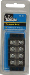 Ideal - 4 Poles, 300 Volt, 30 Amp, -40 to 266°F, Polyester Thermoplastic, Polyester Thermoplastic Multipole Terminal Block - Zinc Plated Steel, 22 to 12 AWG Compatibility, 0.56 Inch High - Exact Industrial Supply