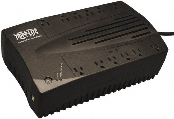 Tripp-Lite - 15 Amp, 750 VA, Tower Mount Line Interactive Backup Uninterruptible Power Supply - Backup 2 min with Full Load & 8.6 min with Half Load, 120 VAC Input & Output, 450 Watt Output, 1 Phases, 8 Outlets - Exact Industrial Supply