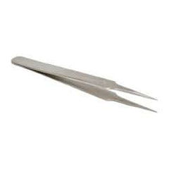 Value Collection - 4-3/8" OAL 5-SA Dumont-Style Swiss Pattern Tweezers - Similar to Pattern #4 Except Very Narrow Needle-Like Points - Exact Industrial Supply