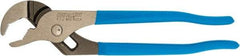 Channellock - 9-1/2" OAL, 1-1/2" Max Capacity, 5 Position Tongue & Groove Pliers - Standard V-Jaws, Curved Head, Plastic Dipped Handles - Exact Industrial Supply