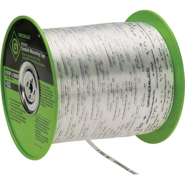 Greenlee - 3,000 Ft. Long, Polyester Measuring Tape - 3/16 Inch Diameter, 170 Lb. Breaking Strength - Exact Industrial Supply