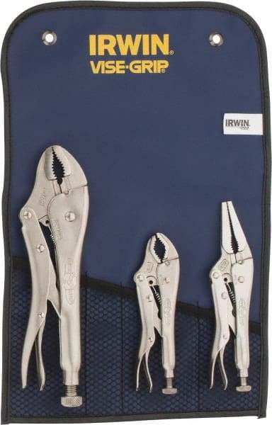 Irwin - 3 Piece Locking Plier Set - Comes in Tool Roll - Exact Industrial Supply