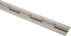 Made in USA - 48" Long x 2" Wide, 2" Knuckle, Stainless Steel Continuous Hinge - 1/4" Pin Diam, 0.12" Thick without Holes - Exact Industrial Supply