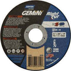 ‎4-1/2 x .045 × 7/8″ Gemini RightCut Right Angle Cut-Off Wheel A 36 Q Type 01/41 - Exact Industrial Supply