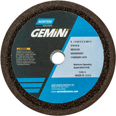 6″ / 4 3/4″ × 2″ × 5/8″-11 Gemini Snagging Wheel Type 11 Flaring Cup 16 Grit Aluminum Oxide - Exact Industrial Supply