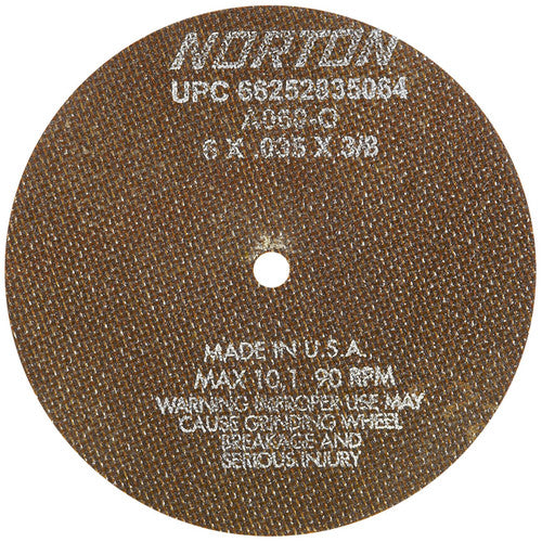 6″ × 0.035″ × 3/8″ Toolroom Cut-Off Wheel Type 01 Straight Aluminum Oxide - Exact Industrial Supply