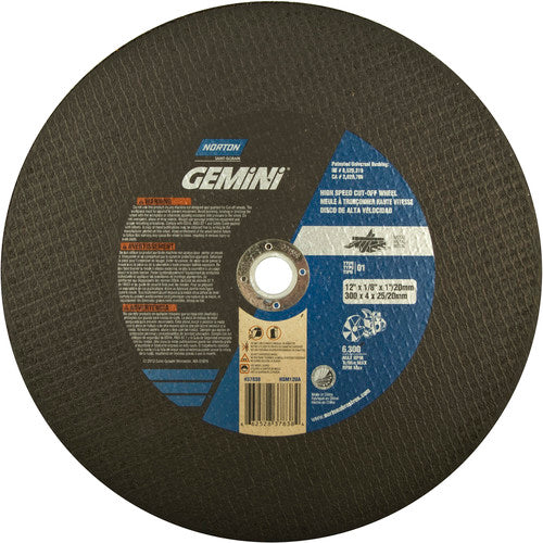 12″ × 1/8″ × 1″ Metal High Speed Cut-Off Wheel Type 01 Straight Aluminum Oxide - Exact Industrial Supply