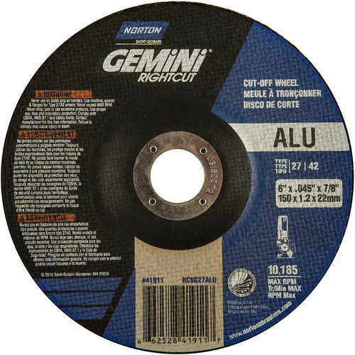 6″ × 0.045″ × 7/8″ Gemini Non-Woven Depressed Center Wheel Type 27 24 Grit - Exact Industrial Supply