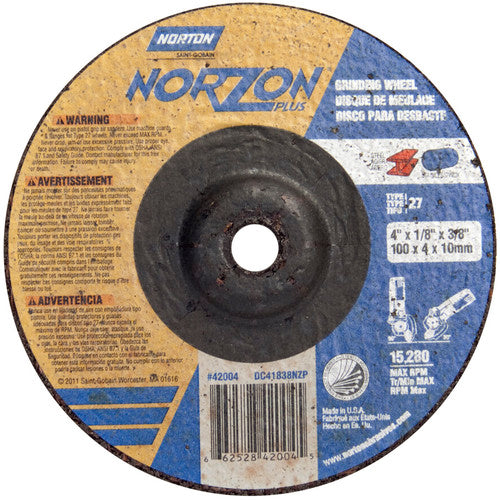 4″ × 1/8″ × 3/8″ NorZon Plus Non-Woven Depressed Center Wheel Type 27 - Exact Industrial Supply