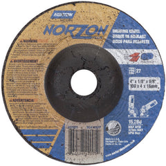 4″ × 1/8″ × 5/8″ NorZon Plus Non-Woven Depressed Center Wheel Type 27 Ceramic Alumina / Zirconia Alumina - Exact Industrial Supply