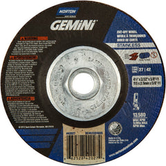 ‎4-1/2 × 3/32 × 5/8 - 11″ Gemini INOX/SS Cutting Wheel A 30 Q BDA Type 27/42 - Exact Industrial Supply
