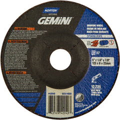 5 × 1/4 × 7/8″ Gemini INOX/SS Grinding Wheel A 24 Q BDA Type 27 - Exact Industrial Supply