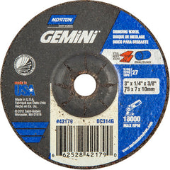 3″ × 1/4″ × 3/8″ Gemini Non-Woven Depressed Center Wheel Type 27 Aluminum Oxide - Exact Industrial Supply