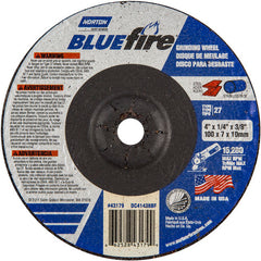 4″ × 1/4″ × 3/8″ BlueFire Non-Woven Depressed Center Wheel Type 27 Zirconia Alumina / Aluminum Oxide - Exact Industrial Supply