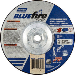 7″ × 1/8″ × 5/8″ BlueFire Non-Woven Depressed Center Wheel Type 27 Zirconia Alumina / Aluminum Oxide - Exact Industrial Supply