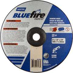 9″ × 1/4″ × 7/8″ BlueFire Non-Woven Depressed Center Wheel Type 27 Zirconia Alumina / Aluminum Oxide - Exact Industrial Supply
