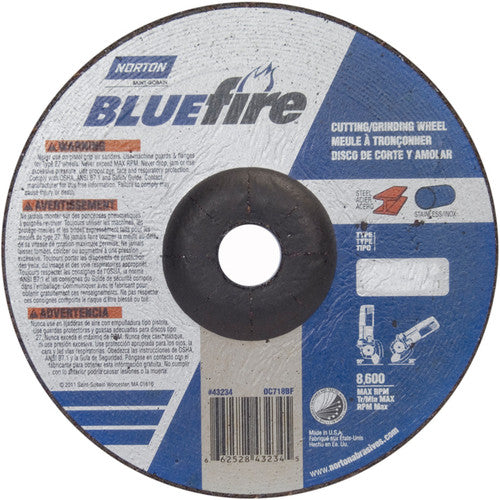 7 × 1/8 × 7/8″ BlueFire Grinding Wheel ZA 30 U Type 27 - Exact Industrial Supply