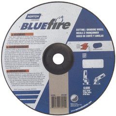 9″ × 1/8″ × 7/8″ BlueFire Non-Woven Depressed Center Wheel Type 27 Zirconia Alumina / Aluminum Oxide - Exact Industrial Supply