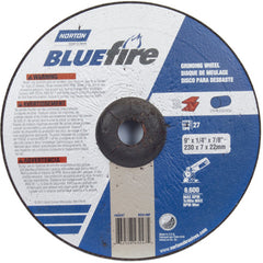 9″ × 1/4″ × 7/8″ BlueFire Non-Woven Depressed Center Wheel Type 27 Zirconia Alumina / Aluminum Oxide - Exact Industrial Supply