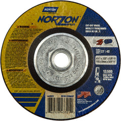 ‎4-1/2″ × 1/8″ × 5/8″-11 NorZon Plus Non-Woven Depressed Center Wheel Type 27 - Exact Industrial Supply