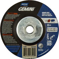 ‎4-1/2 × 1/8 × 5/8 - 11″ Gemini Long Life Grinding Wheel A 24 Q BDA Type 27 - Exact Industrial Supply