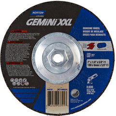 ‎7″ × 1/4″ × 5/8″-11 Gemini Depressed Center Wheel Type 27 Aluminum Oxide - Exact Industrial Supply