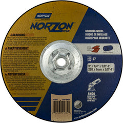 9″ × 1/4″ × 5/8″ NorZon Plus Non-Woven Depressed Center Wheel Type 27 - Exact Industrial Supply