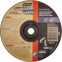 9″ × 1/8″ × 7/8″ NorZon Plus Non-Woven Depressed Center Wheel Type 27 Ceramic Alumina / Zirconia Alumina - Exact Industrial Supply