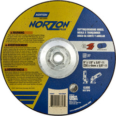 9″ × 1/8″ × 5/8″ NorZon Plus Non-Woven Depressed Center Wheel Type 27 - Exact Industrial Supply