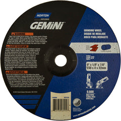 9″ × 1/8″ × 7/8″ Gemini Non-Woven Depressed Center Wheel Type 27 24 Grit Aluminum Oxide - Exact Industrial Supply