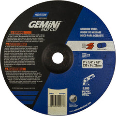 9″ × 1/4″ × 7/8″ Gemini Non-Woven Depressed Center Wheel Type 27 24 Grit Aluminum Oxide - Exact Industrial Supply