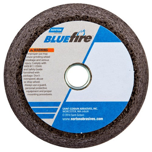 4″ / 3″ × 2″ × 5/8″-11 Snagging Wheel Blue Fire Type 11 Flaring Cup 16 Grit - Exact Industrial Supply