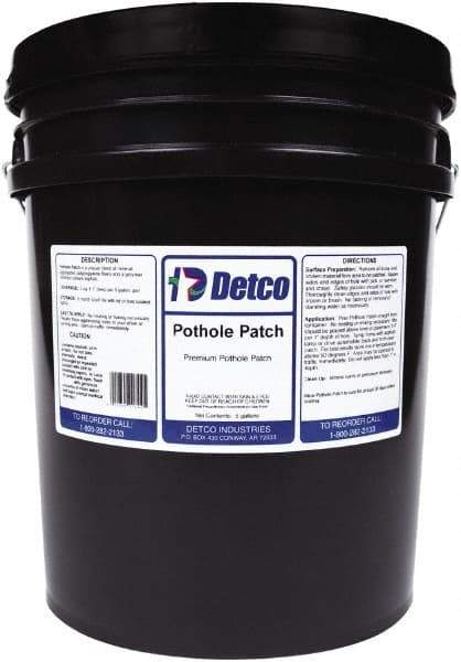 Detco - 5 Gal Pothole Patch - Black, 5 Sq Ft Coverage - Exact Industrial Supply