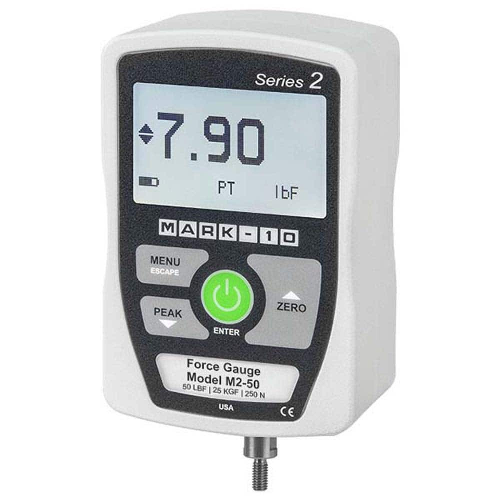 Mark-10 - Digital Tension & Compression Force Gages Capacity (lbf): 50.00 Capacity (N): 250.00 - Exact Industrial Supply