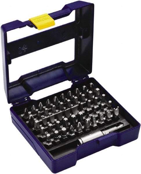 Irwin - 51 Piece, 1/4" Drive Screwdriver Insert Bit Set - #1 to #3 Phillips, 0.05 to 1/4" Hex, 1.27 to 10mm Hex, T10 to T40 Torx, #1 to #3 Square Recess - Exact Industrial Supply