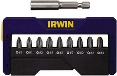 Irwin - 10 Piece, 1/4" Drive Screwdriver Insert Bit Set - #1 to #3 Phillips, 0.05 to 1/4" Hex, 1.27 to 10mm Hex - Exact Industrial Supply