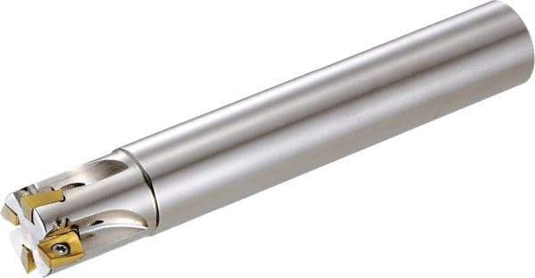 Kyocera - 3/4" Cut Diam, 6mm Max Depth of Cut, 3/4" Shank Diam, 5-1/2" OAL, Indexable Square Shoulder End Mill - BDMT0703... Inserts, Cylindrical Shank, 90° Lead Angle, Through Coolant, Series MECX - Exact Industrial Supply