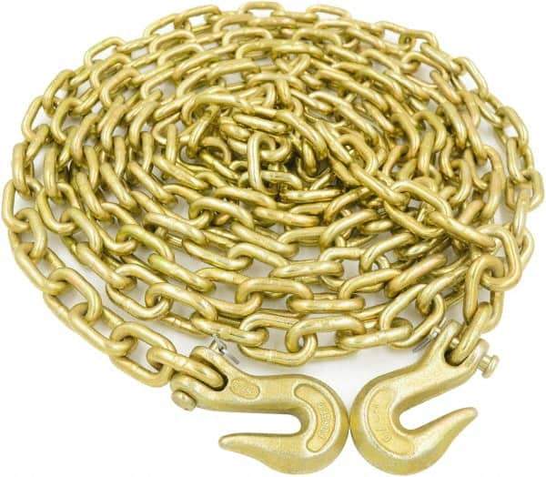 Value Collection - 5/16" Welded Tie Down Chain - 4,700 Lb Capacity, Grade 70, Yellow Chromate Zinc Finish - Exact Industrial Supply