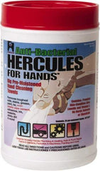 Hercules - Pre-Moistened Hand Cleaning Wipes - Canister, 12" x 10" Sheet Size, White - Exact Industrial Supply