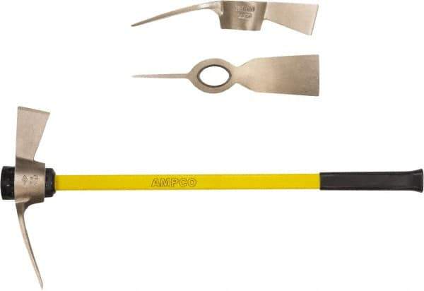 Ampco - 5 Lb Head Nonsparking Mattock - 36-1/4" OAL, 16" Long Blade, Fiberglass Straight Handle - Exact Industrial Supply