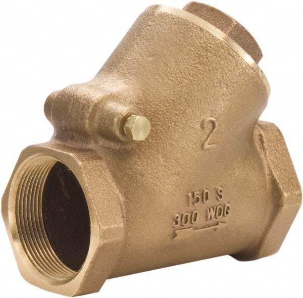 Legend Valve - 1/2" Lead Free Bronze Check Valve - Y-Pattern, FNPT x FNPT, 300 WOG - Exact Industrial Supply