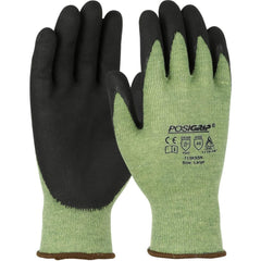 Cut & Puncture-Resistant Gloves: Size XS, ANSI Cut A6, ANSI Puncture 5, Nitrile, Kevlar Black & Green, 8.25″ OAL, Palm Coated, Aramid Lined, Foam Grip