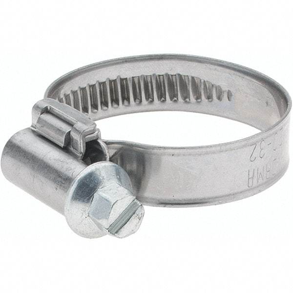 Value Collection - 20 to 32mm Diam, Stainless Steel Worm Drive Clamp - 9mm Wide - Exact Industrial Supply