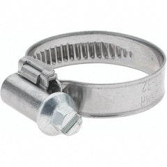 Value Collection - 20 to 32mm Diam, Stainless Steel Worm Drive Clamp - 9mm Wide - Exact Industrial Supply